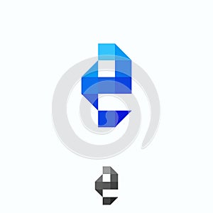 Letter E creative technological modern data pixel logo element template design