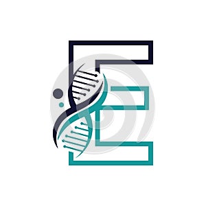 Letter E with DNA logo or symbol Template design vector