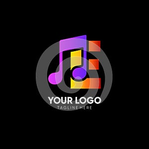Letter E Initial Music Logo Design Vector Icon Graphic Emblem Illustration