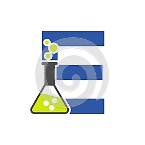 Letter E Lab Logo Concept for Science, Healthcare, Medical, Laboratory, Chemical and Nature Symbol