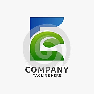 Letter E leaf logo design
