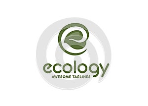 Letter E with leaf logo