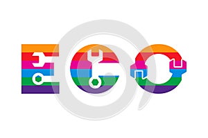 Letter E, Letter C, and letter O logo design template. colorful shape.