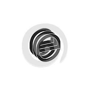 Letter e logo monogram isometric form three letters eee initials lowercase, black and white lines design element for technological photo