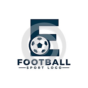 Letter E with Soccer Ball Logo Design. Vector Design Template Elements for Sport Team or Corporate Identity