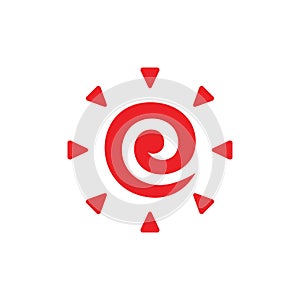 Letter e sun shine spiral shape logo vector