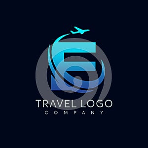 Letter E tour and travel logo design vector