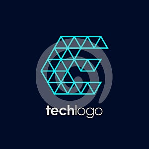 Letter E Triangle Polygon Tech Logo