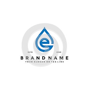 Letter E Water Drop Logo design vector