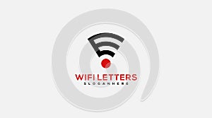 Letter E wifi logo design vector template