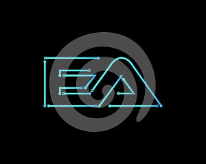 Letter EA Technology and Network connection Logo concept