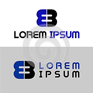 Letter EB or E3 Alphabetic Logo Design Template, Initial Logo Concept, Number 8 icon, Simple, Sporty