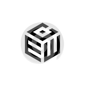 Letter ECW Cube Logo Design