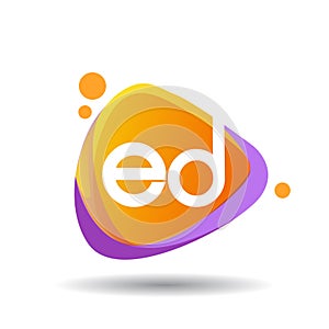 Letter ED logo in triangle splash and colorful background, letter combination logo design for creative industry, web, business and photo