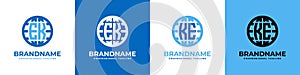 Letter EK and KE Globe Logo Set, suitable for any business with EK or KE initials