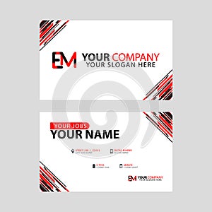 Letter EM logo in black which is included in a name card or simple business card with a horizontal template.