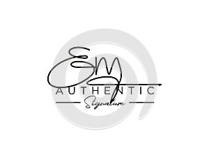 Letter EM Signature Logo Template Vector