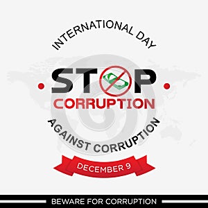 Letter emblem Stop Corruption for International Day Against Corruption