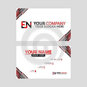 Letter EN logo in black which is included in a name card or simple business card with a horizontal template.