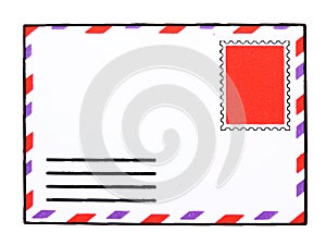 Letter envelope clipart illustration on white. Classic communication