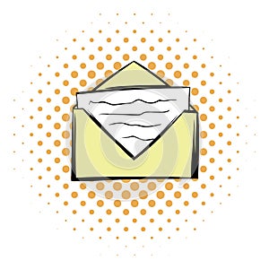 Letter in envelope comics icon