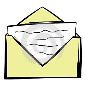 Letter in envelope icon cartoon