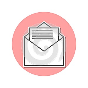 letter in envelope sticker icon. Simple thin line, outline vector of web icons for ui and ux, website or mobile application