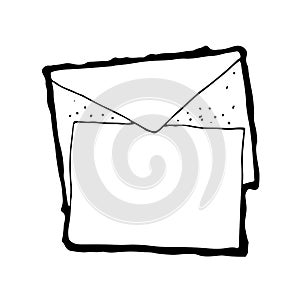 Letter and envelope vector illustration, hand drawn cartoon sketch