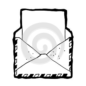 Letter and envelope vector illustration, hand drawn cartoon sketch