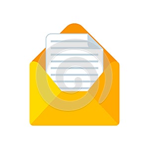 Letter in an envelope on a white isolated background. Vector illustration