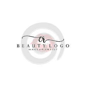 Letter ER Watercolor Lips Premade Logo Design, Logo for Makeup Artist Business Branding, Blush Beauty Boutique Logo Design,