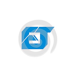 Letter et simple geometric slice square design logo vector