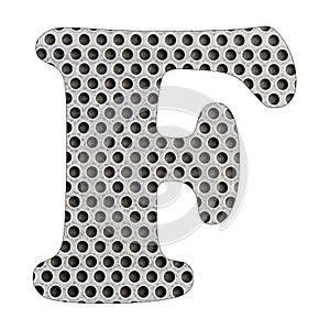 Letter F of the alphabet - Stainless steel punched metal sheet