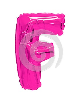 Letter f from a balloon pink