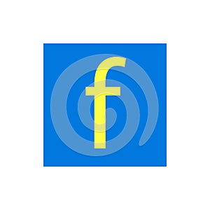 Letter F in blue color box