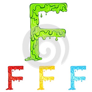 Letter F with flow drops colors