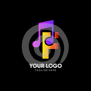 Letter F Initial Music Logo Design Vector Icon Graphic Emblem Illustration
