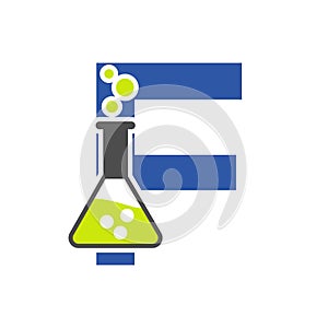 Letter F Lab Logo Concept for Science, Healthcare, Medical, Laboratory, Chemical and Nature Symbol