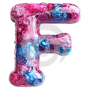 Letter F Liquid font gel alphabet capital character isolated on white transparent