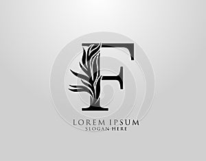 Letter F logo Nature Leaves Logo, alphabetical leaf icon