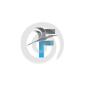 Letter F logo with pelican bird icon design