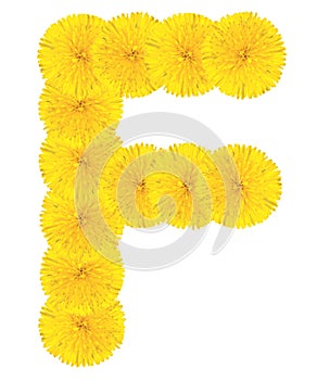 Letter F made from dandelions