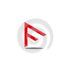 letter f simple red arrow geometric logo vector