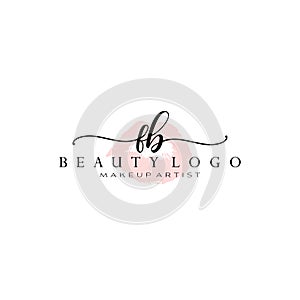Letter FB Watercolor Lips Premade Logo Design, Logo for Makeup Artist Business Branding, Blush Beauty Boutique Logo Design,