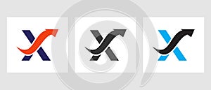 Letter X Finance Logo Concept With Growth Arrow Symbol