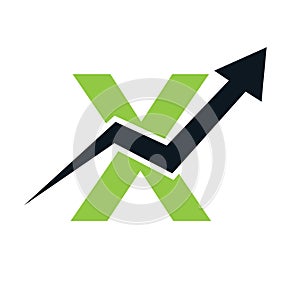Letter X Financial Logo. Finance and Financial Investment Development Logo Template Concept with Business Growth Arrow