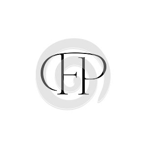 letter fp simple loop elegant linked black logo vector