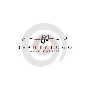 Letter FP Watercolor Lips Premade Logo Design, Logo for Makeup Artist Business Branding, Blush Beauty Boutique Logo Design,