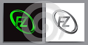 letter FZ logotype design for company name colored Green swoosh and grey. vector set logo design for business and company identity