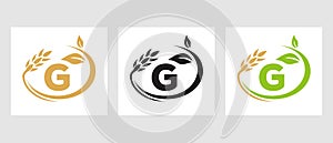 Letter G Agriculture Logo. Agribusiness, Eco-farm Design Template